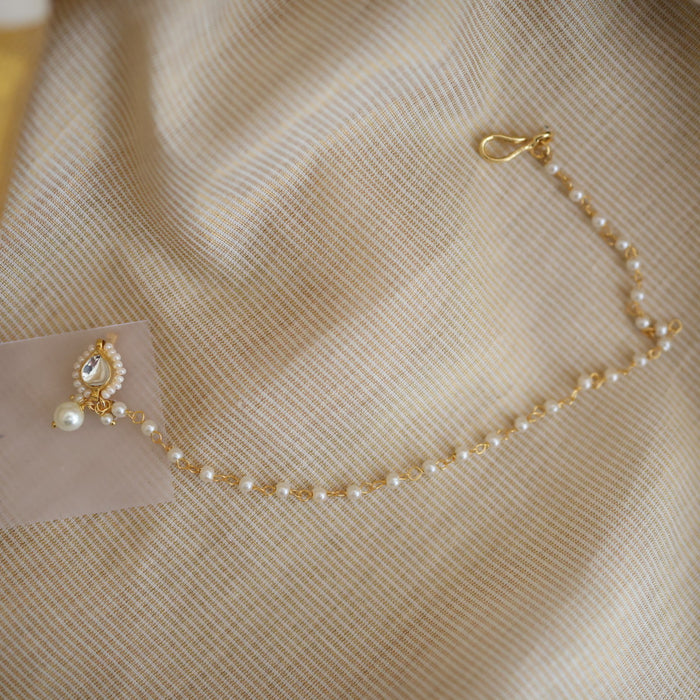 Heritage white stone gold plated nosering HN00126