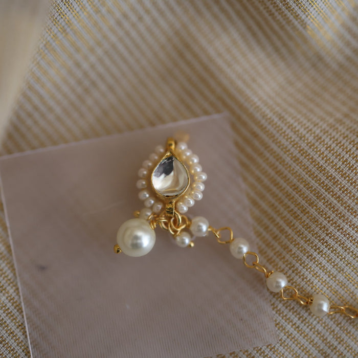 Heritage white stone gold plated nosering HN00126