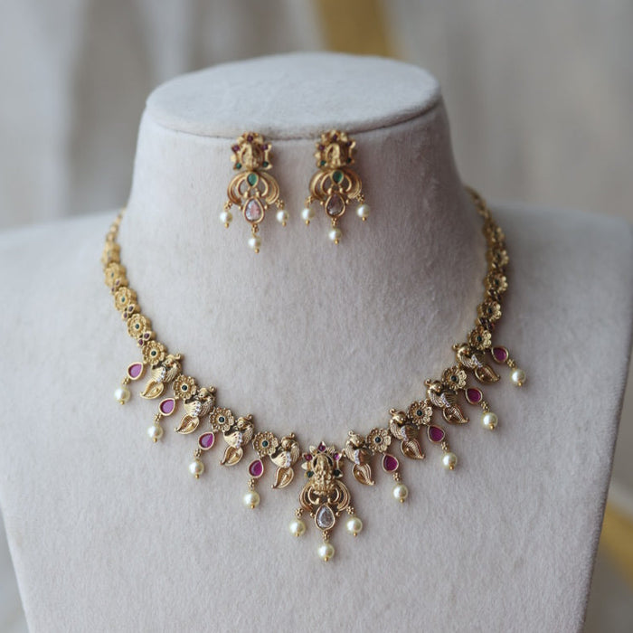 Antique multi stone short necklace TTS417