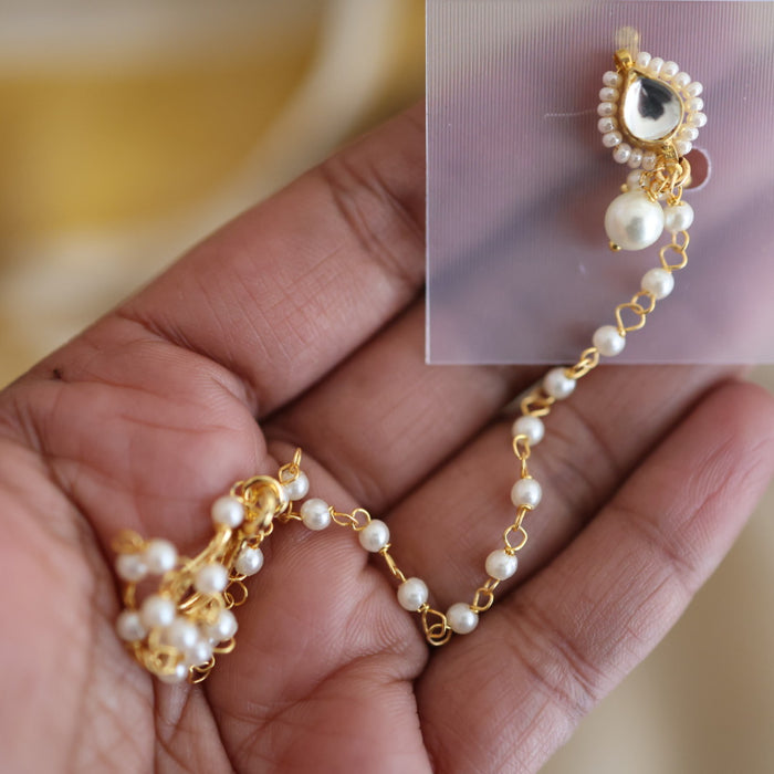 Heritage white stone gold plated nosering HN00126