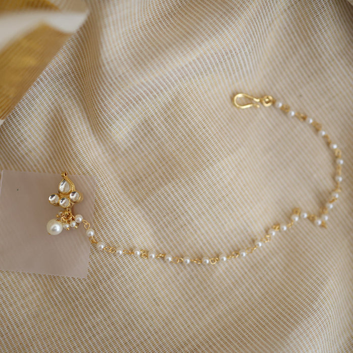 Heritage white stone gold plated nosering HN00129