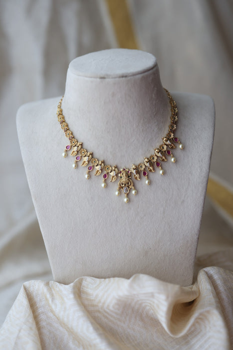 Antique multi stone short necklace TTS417