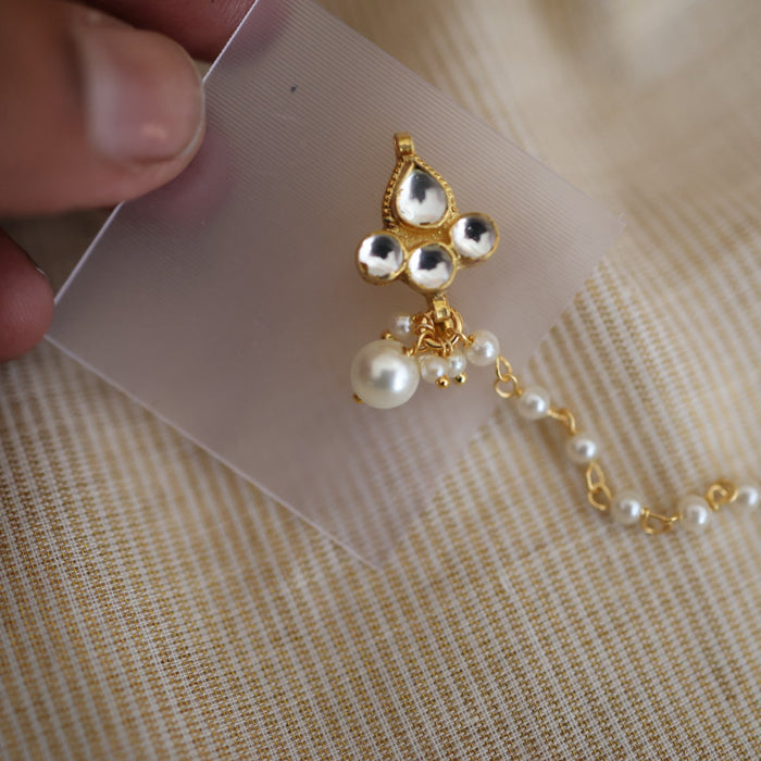 Heritage white stone gold plated nosering HN00129