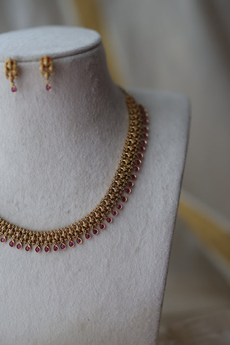 Antique multi stone short necklace TTS41683