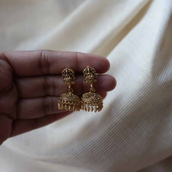 Antique gold temple design jumka earrings  AJ2155
