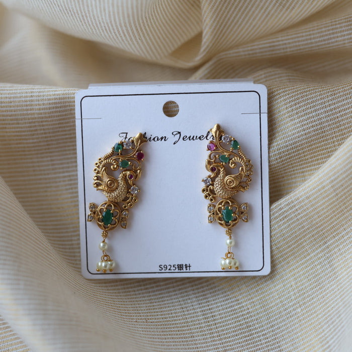 Antique ruby stone green stone studd earrings  AJ8662