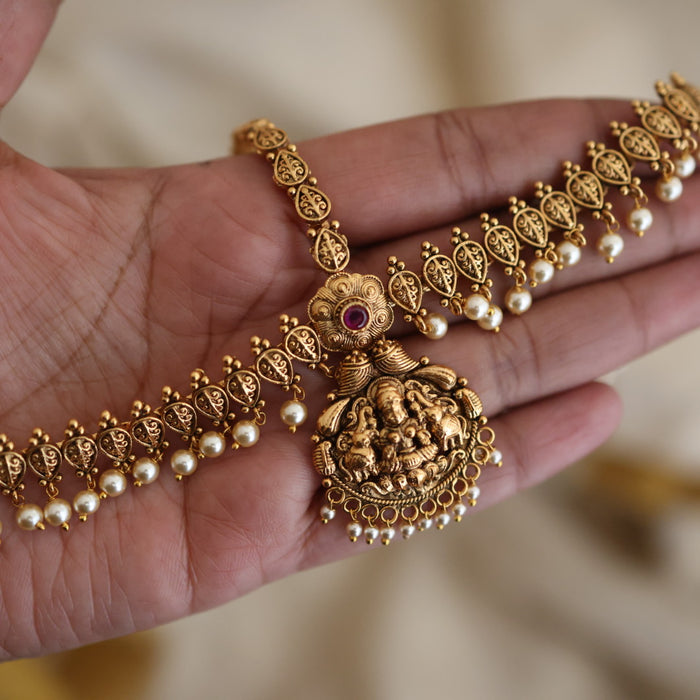Antique ruby green stone three side tikka design tikka AT02288
