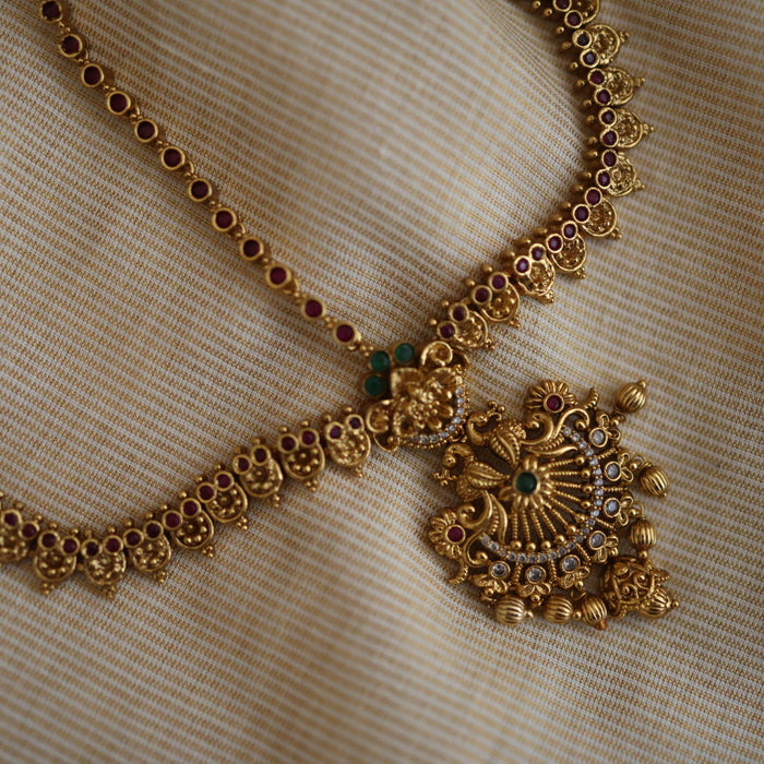 Antique ruby green stone three side tikka design tikka AT02232