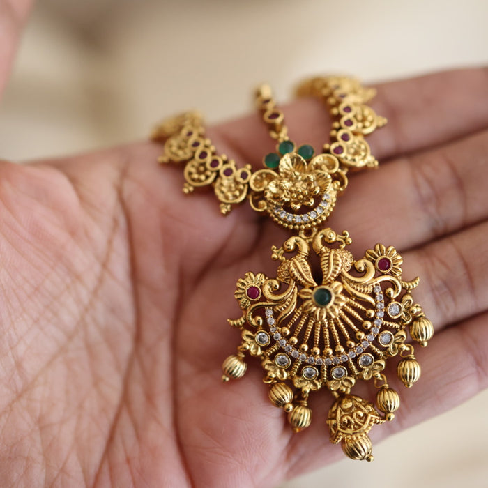 Antique ruby green stone three side tikka design tikka AT02232