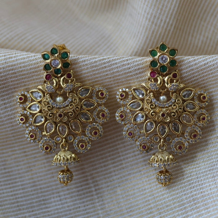 Antique ruby green white stone drop earrings AD832