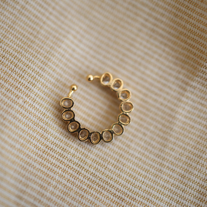 Heritage white stone gold plated nosering HN00127
