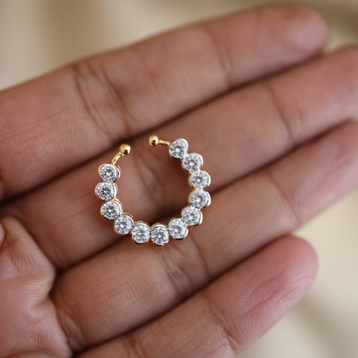 Heritage white stone gold plated nosering HN00127