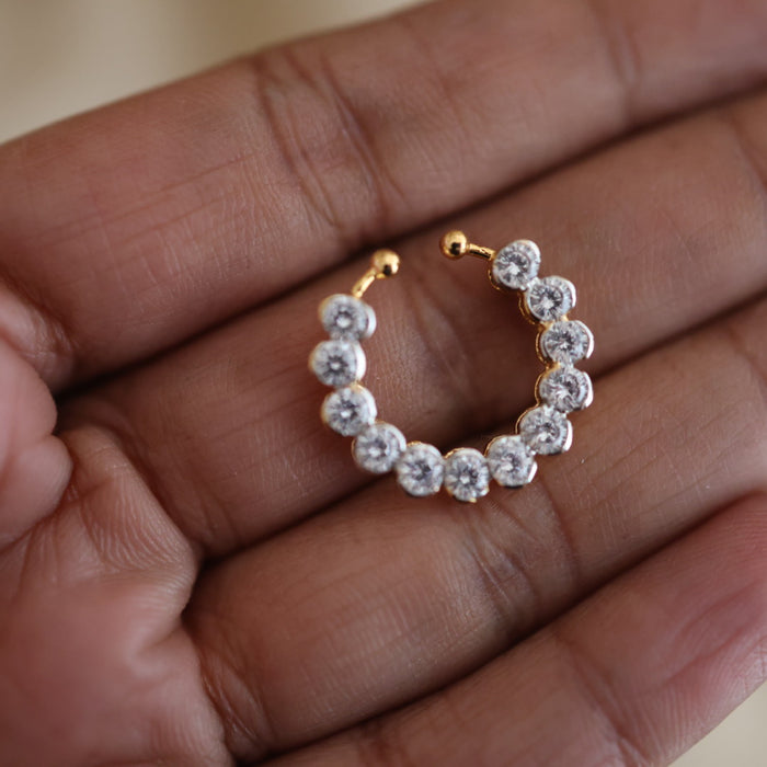 Heritage white stone gold plated nosering HN00127