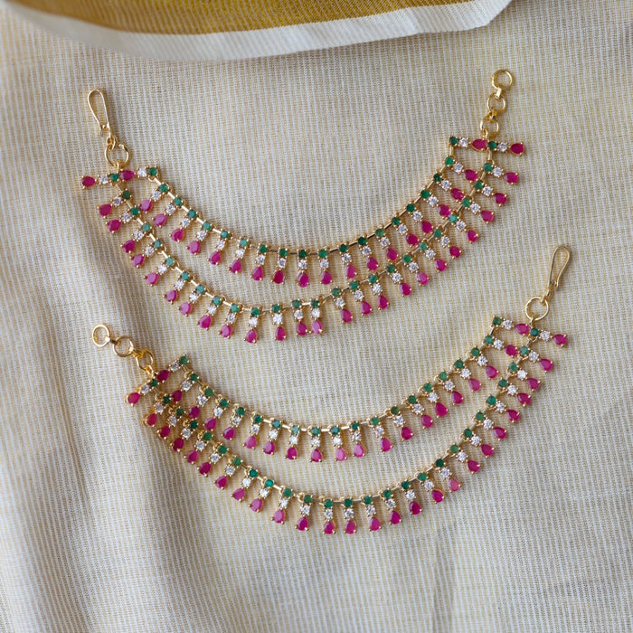 Heritage gold plated multi stone mattal ear accessoris HM1672