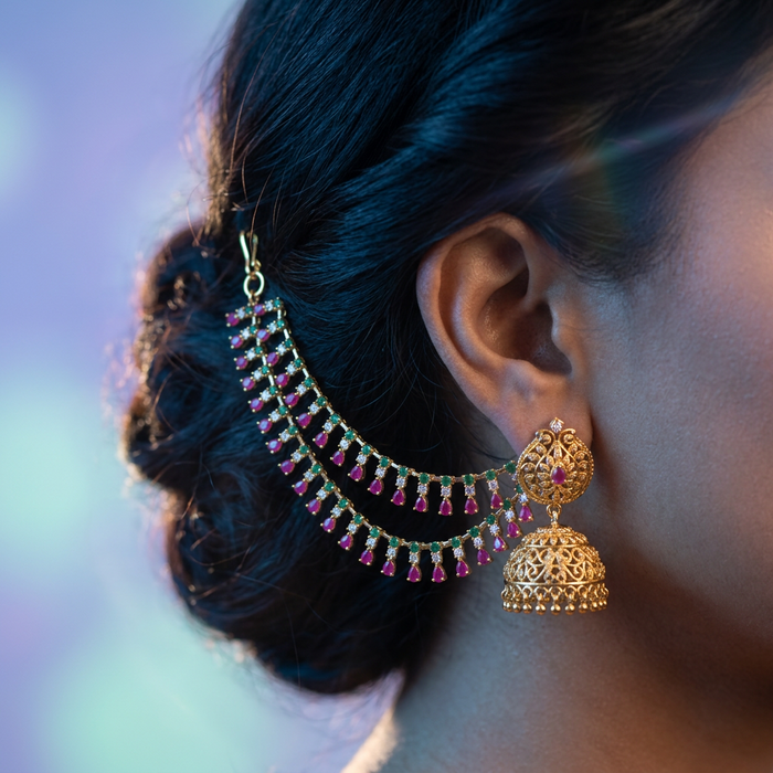 Heritage gold plated multi stone mattal ear accessoris HM1672