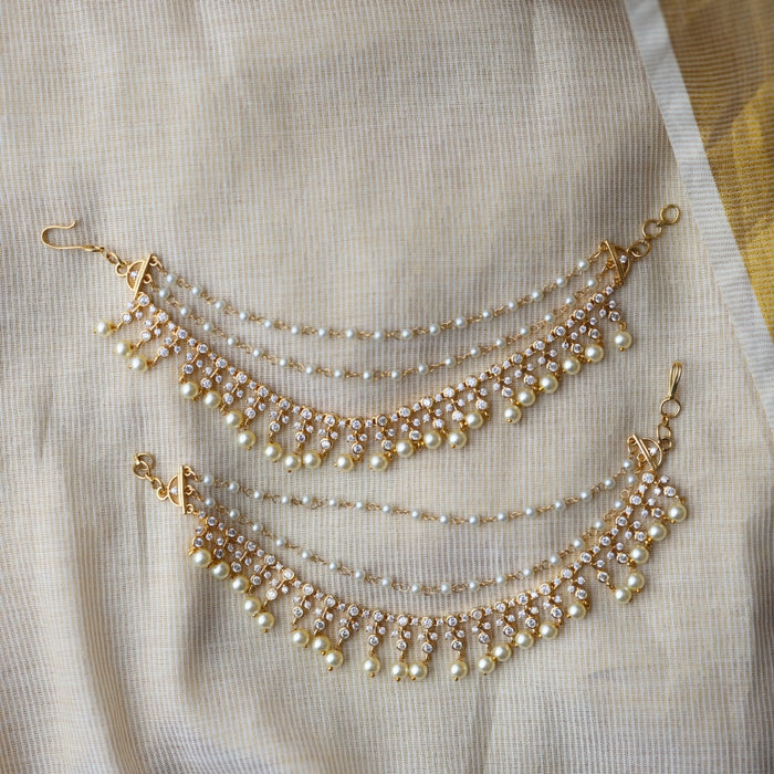 Heritage gold plated white stone mattal ear accessoris HM627