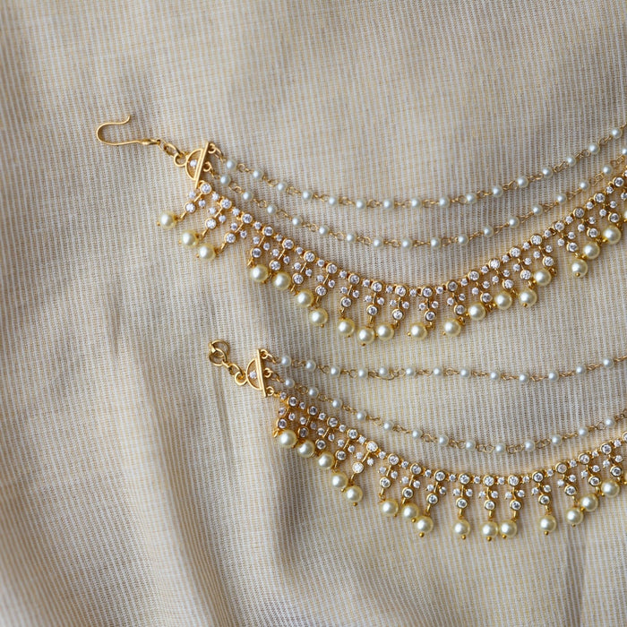 Heritage gold plated white stone mattal ear accessoris HM627