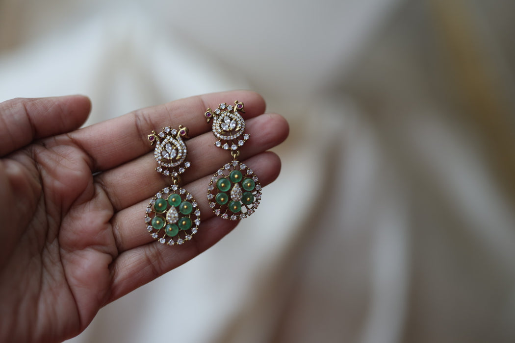 Antique multi stone choker necklace with earrings CCB14223