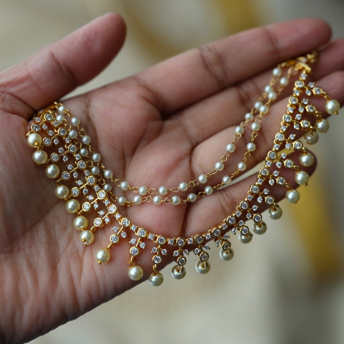 Heritage gold plated white stone mattal ear accessoris HM627