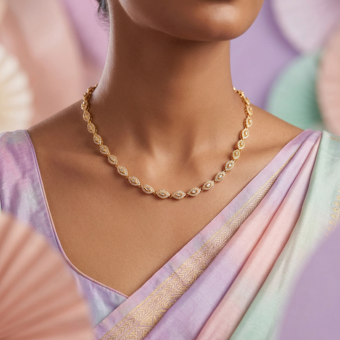 Heritage white stone short necklace H7977
