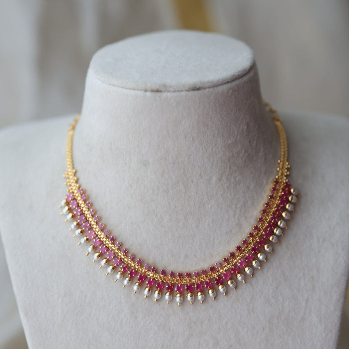 Heritage ruby stone short necklace H8877