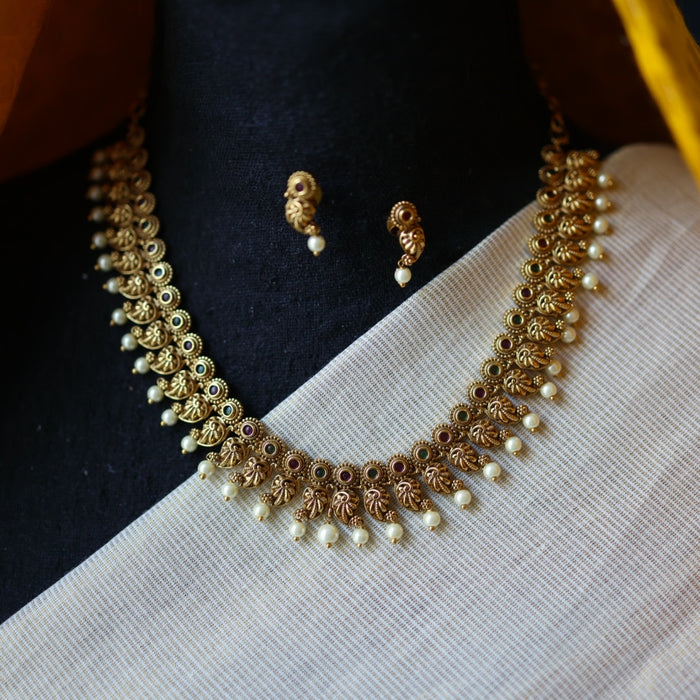 Antique mango short necklace with earrings TTS4910