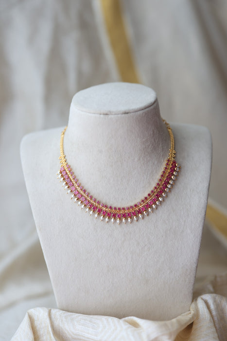 Heritage ruby stone short necklace H8877