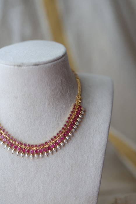Heritage ruby stone short necklace H8877