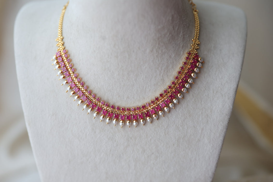 Heritage ruby stone short necklace H8877