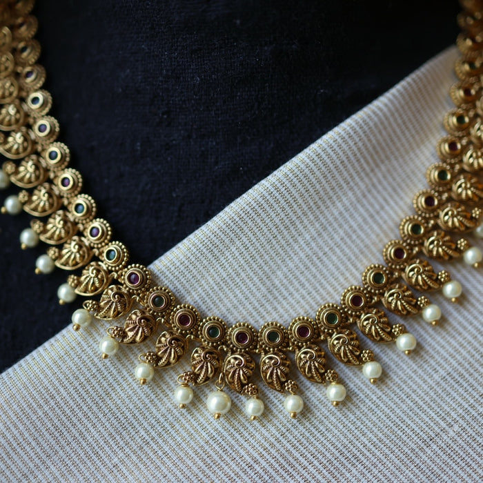 Antique mango short necklace with earrings TTS4910