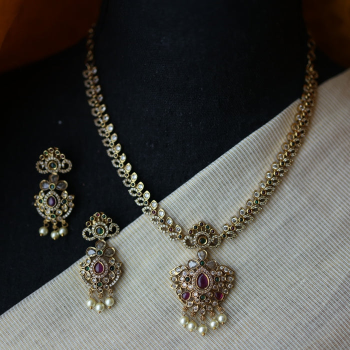 Antique short necklace with earrings TTS4911