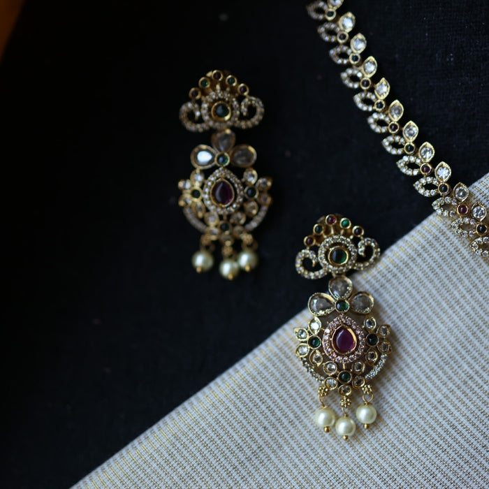 Antique short necklace with earrings TTS4911