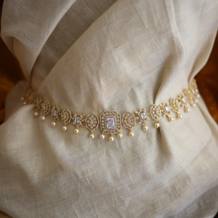 Heritage gold plated white stone and pearl waistchain HW34552