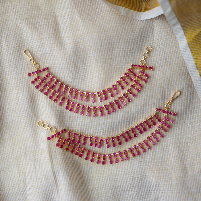 Heritage gold plated ruby stone mattal ear accessoris HM63772