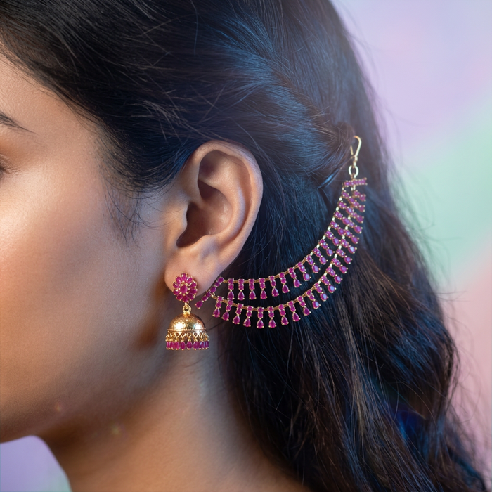 Heritage gold plated ruby stone mattal ear accessoris HM63772