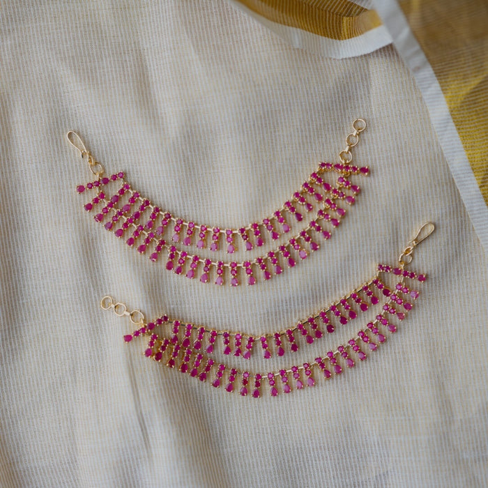 Heritage gold plated ruby stone mattal ear accessoris HM63772