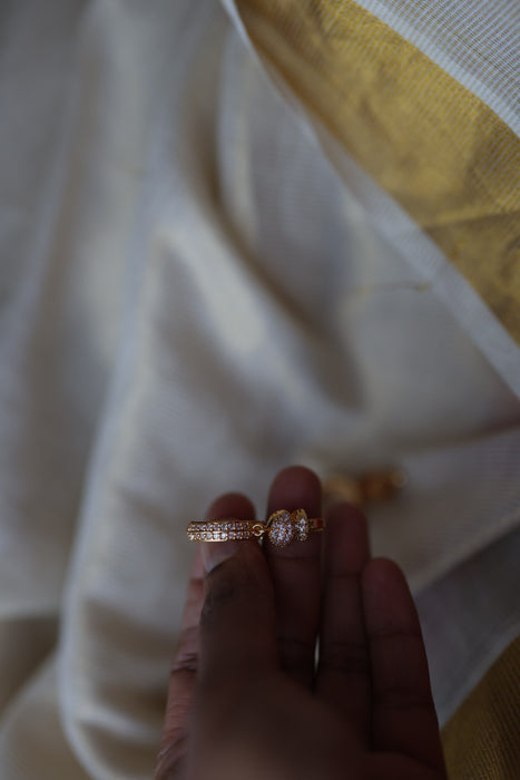 Heritage gold plated white stone hoop earrings HD211