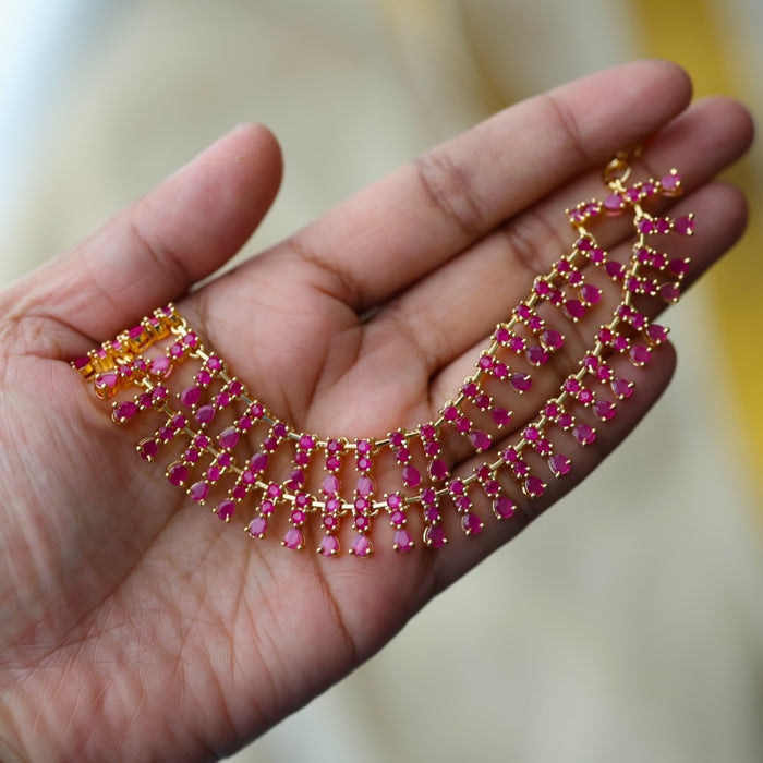 Heritage gold plated ruby stone mattal ear accessoris HM63772