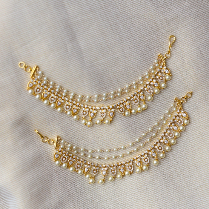 Heritage gold plated white stone ear accessoris HM222