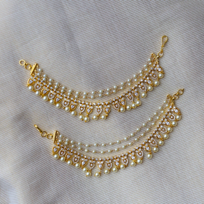 Heritage gold plated white stone ear accessoris HM222