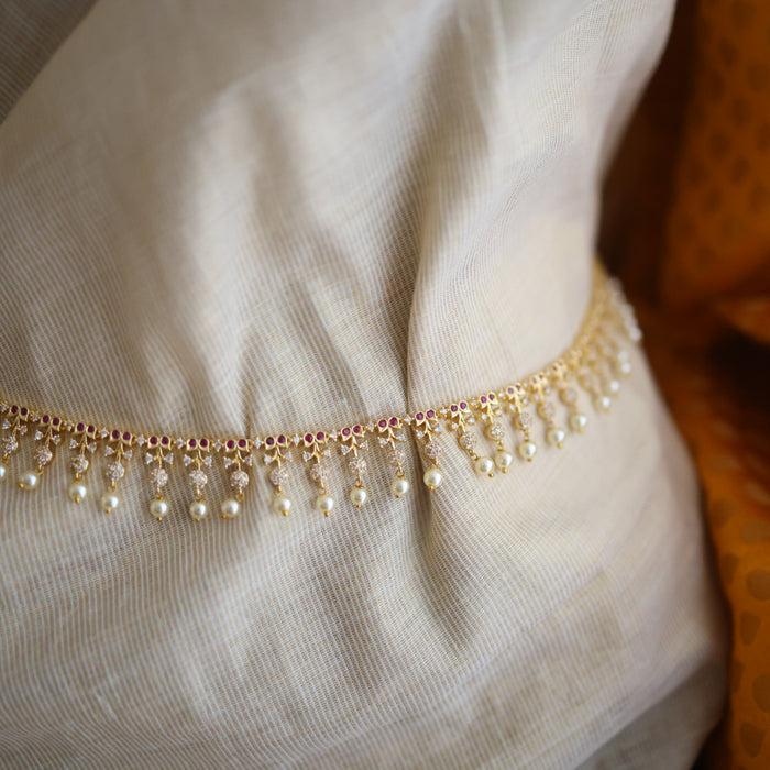 Heritage gold and pearl design long necklace/ waistchain HL1023