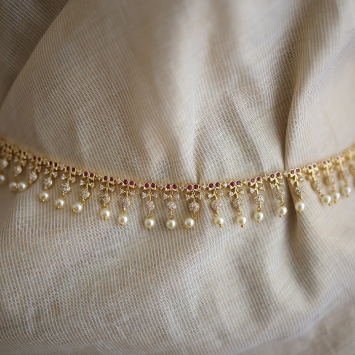 Heritage gold and pearl design long necklace/ waistchain HL1023
