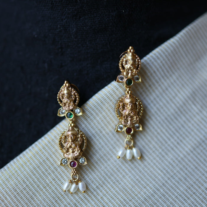 Antique pearl short necklace and earrings TTS4370