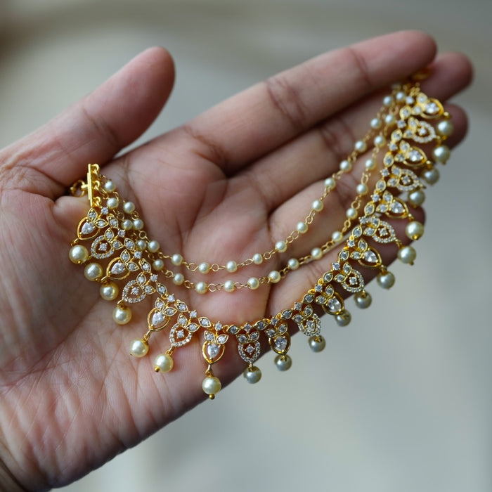 Heritage gold plated white stone ear accessoris HM222