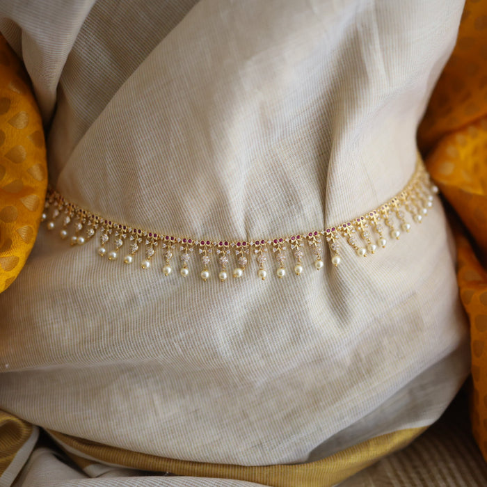 Heritage gold and pearl design long necklace/ waistchain HL1023
