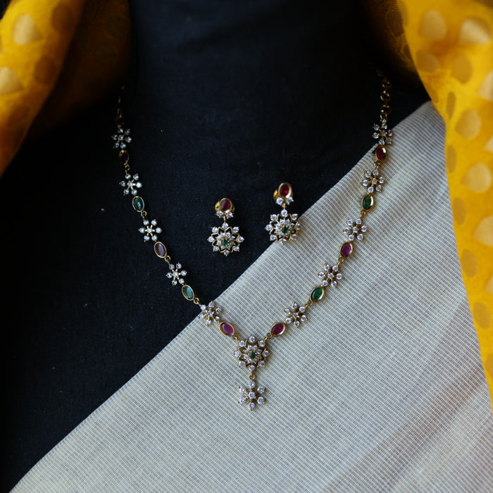 Antique simple short necklace and earrings TTS4913