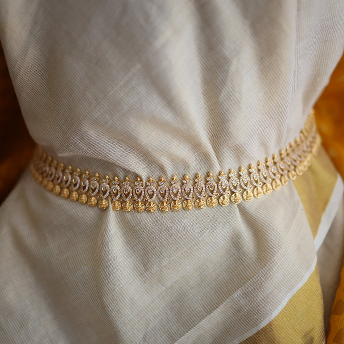 Heritage gold plated white stone coin necklace/ waistchain HL34557