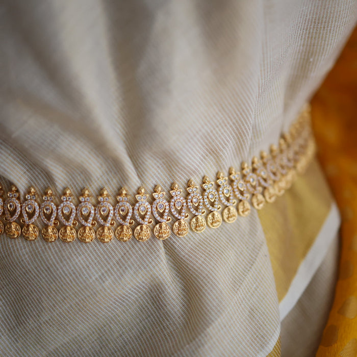 Heritage gold plated white stone coin necklace/ waistchain HL34557