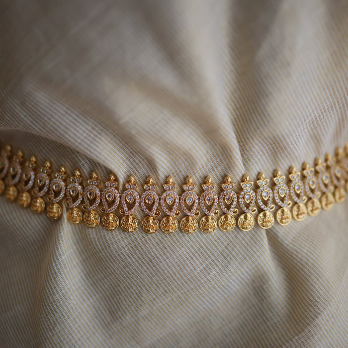 Heritage gold plated white stone coin necklace/ waistchain HL34557