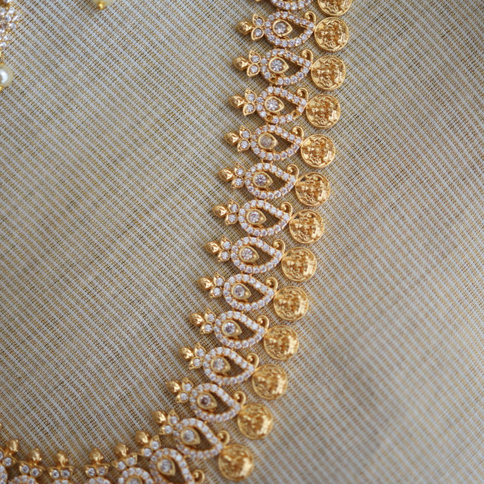 Heritage gold plated white stone coin necklace/ waistchain HL34557